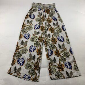 DAHUI Hawaii Linen Blend Palm Printed Wide Leg Lounge Pant XL